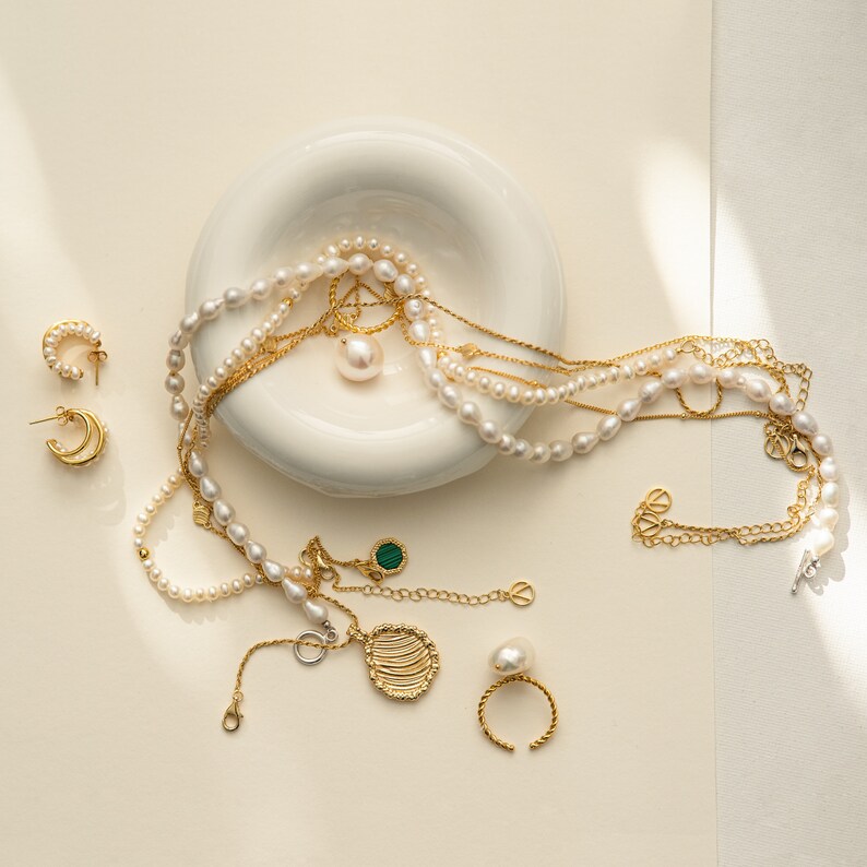 Triple Hoop Pearl Earrings,Ear Huggies,Pearl Earrings,Hoop Earrings,Everyday Earrings,Gold Vermeil,Pearl Earrings,Handmade,Birthday Gift image 8