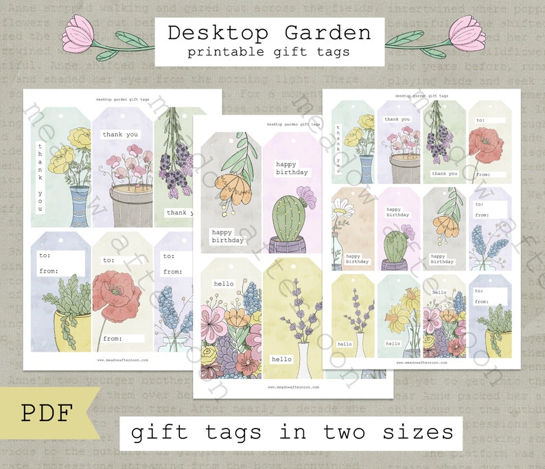 Gift Tags Printable - Desktop Garden Stationery - Thank You Tags ...