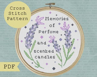 Lavender Flowers Cross Stitch Pattern PDF - Counted Stitch Pattern - Digital Cross Stitch Chart -  Flower Cross Stitch - Meadow Afternoon