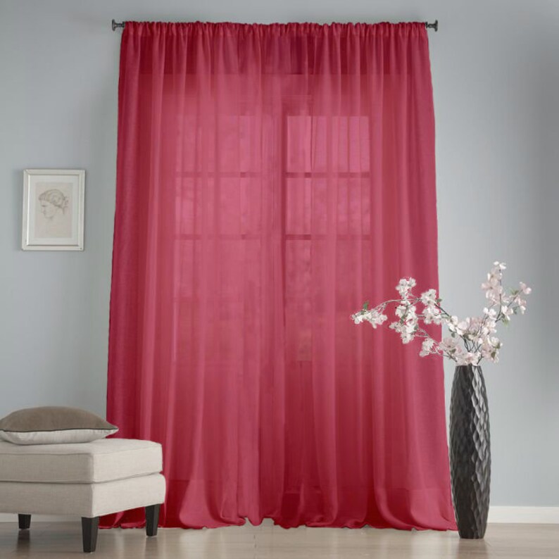 Long sheer chiffon curtains Lilac net window drapes Living ...