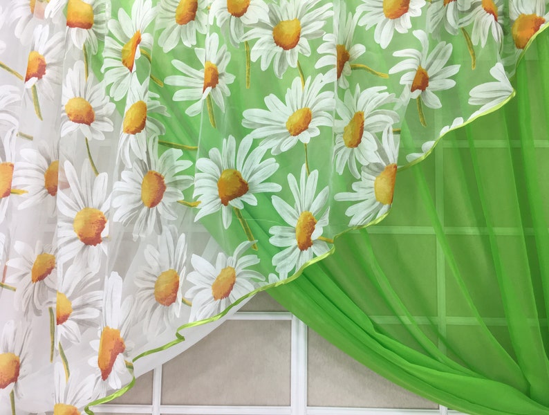 Kitchen Curtains Farmhouse Sheer Curtains Set Floral Country Etsy