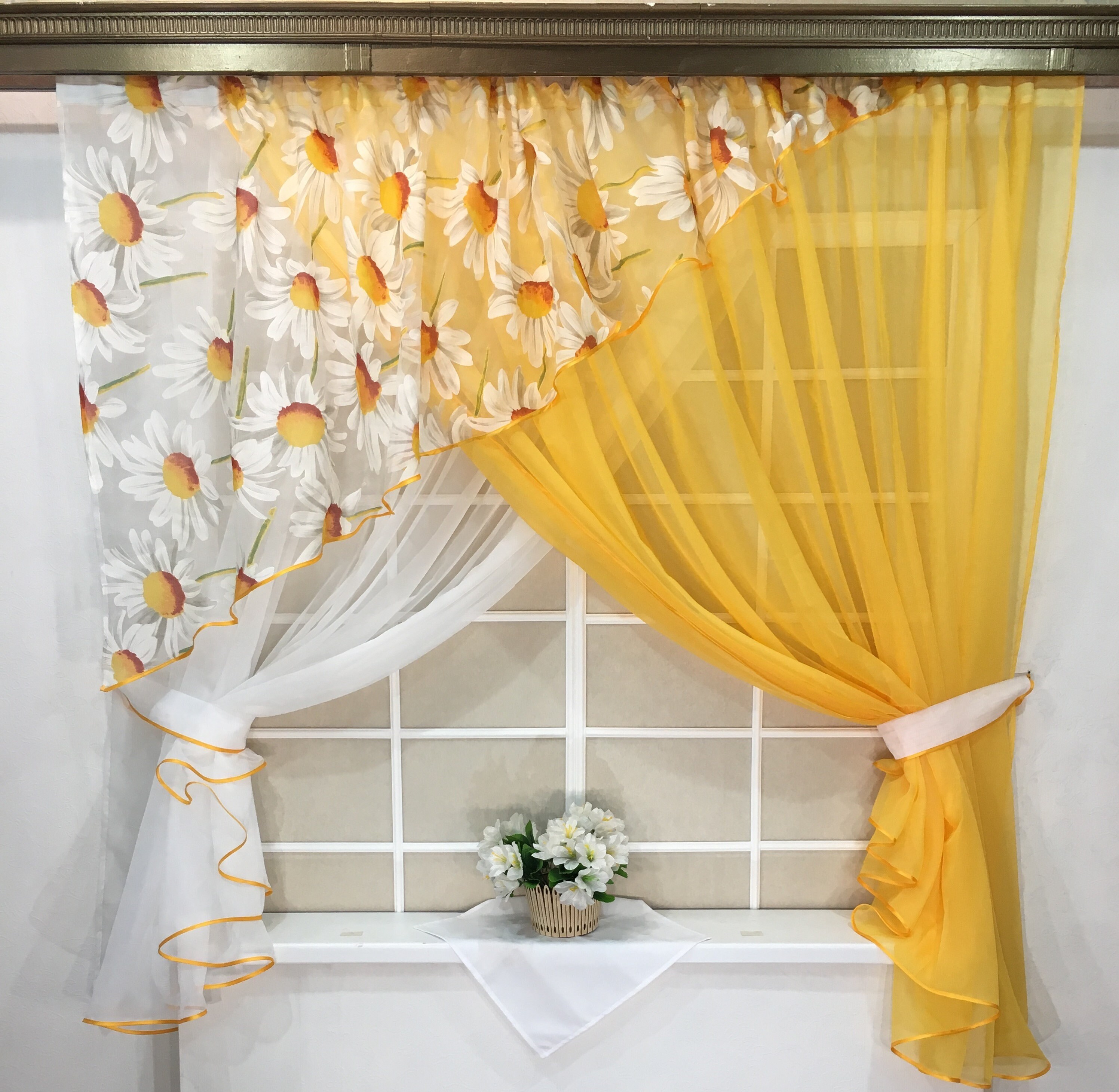 Floral Country Curtains Kitchen Curtains Farmhouse Yellow White Net Curtains Sheer Curtains Set Floral Kitchen Decor Housewarming Gift Ideas Etsy Singapore