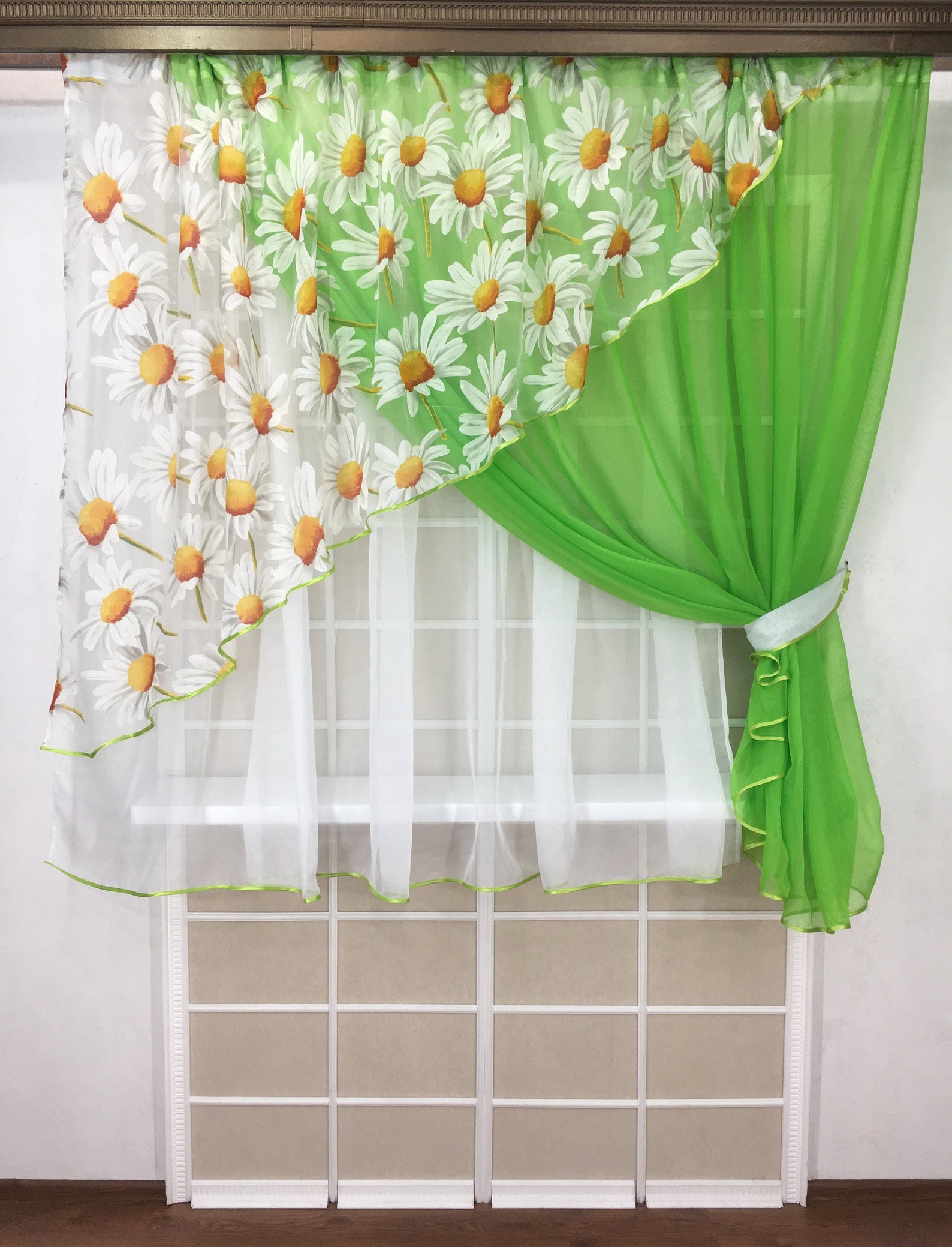 Kitchen Curtains Farmhouse Sheer Curtains Set Floral Country - Etsy