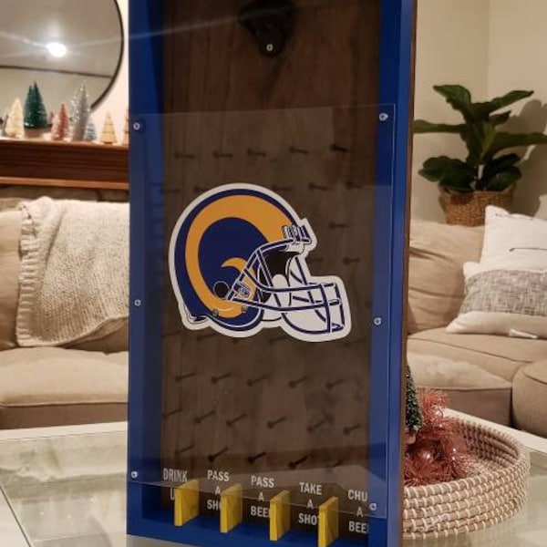 Los Angeles Rams Drinko Plinko wall mount bottle opener Beer Game
