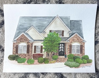 Pintura de casa personalizada - Acuarela