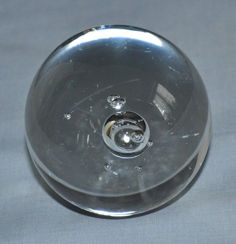 Small Clear Glass Large Bubble Paperweight Weighs 13.75 ounces