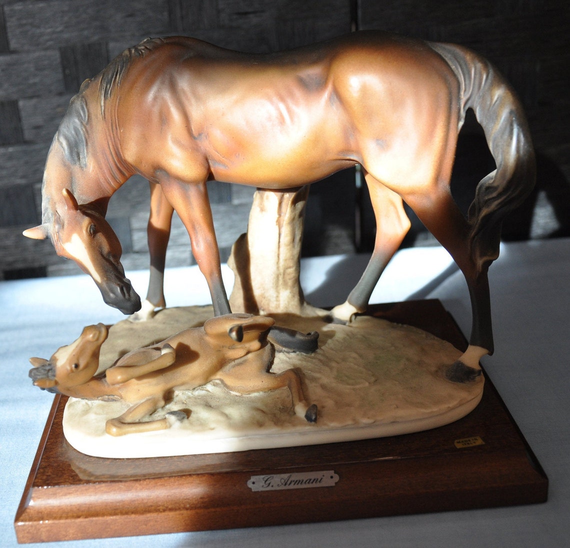 CAPODIMONTE Horse Mare and Foal Figurine signed by Giuseppe Etsy