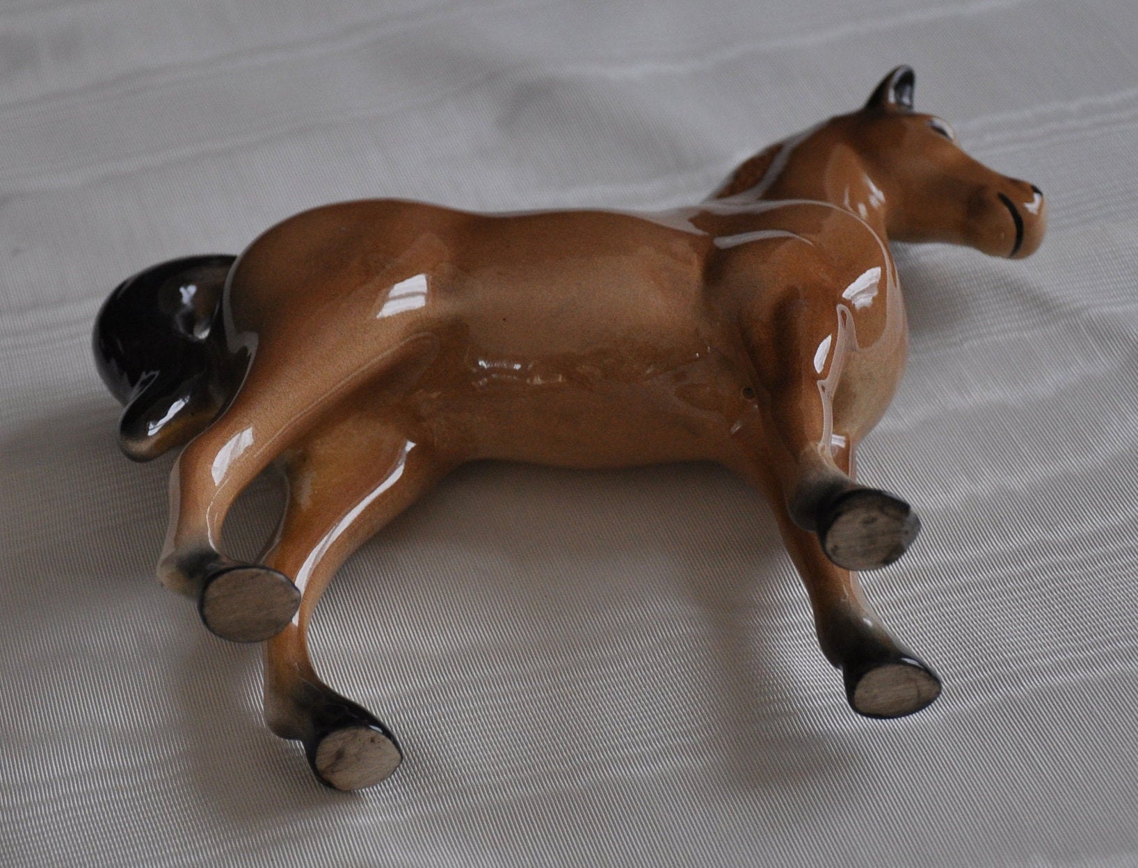 Vintage Porcelain Horse Figurine Brown Bay Gloss Unmarked Etsy