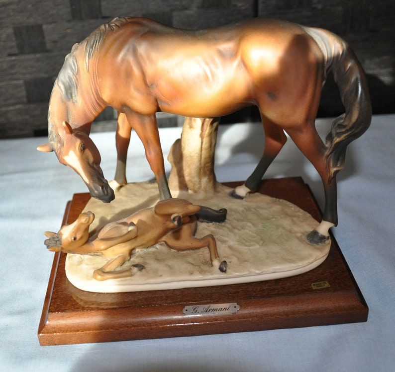 CAPODIMONTE Horse Mare and Foal Figurine signed by Giuseppe Etsy