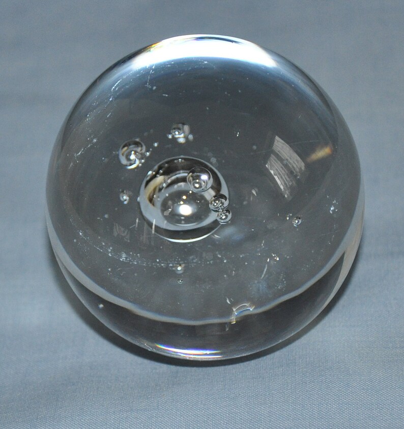 Small Clear Glass Large Bubble Paperweight Weighs 13.75 ounces