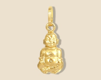 14k Real Gold Buddha Pendant | Lucky Charm | Birthday Gift | Fine Jewelry | Everyday Jewelry | Bohemian Style | Buddha Energy |