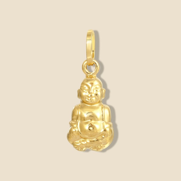 14k Real Gold Buddha Pendant | Lucky Charm | Birthday Gift | Fine Jewelry | Everyday Jewelry | Bohemian Style | Buddha Energy |