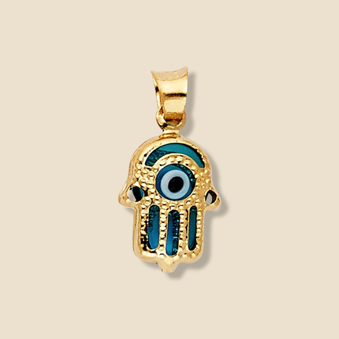 14K gouden hamsa-hanger boze oog | Beschermende amuletketting | Spirituele sieraden van Tehrani-sieraden
