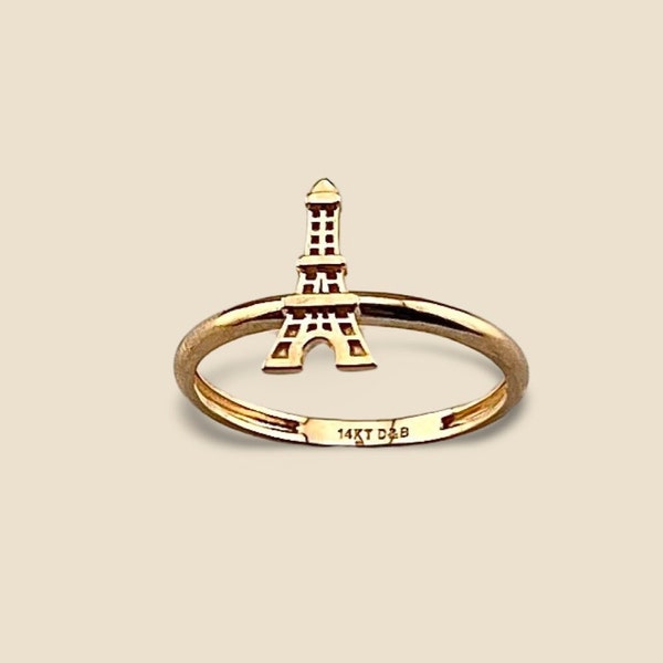 14k Solid Gold Eiffel Ring | Timeless Symbol of Parisian splendor | Valentine Ring | Birthday Gift | Real Gold | Anneau Tour Eiffel |