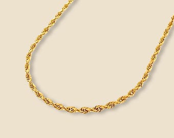 Collar de cadena de oro de 14 quilates / Cadena torcida maciza de 1,9 mm con corte de diamante en oro amarillo / Delicado collar de capas para uso diario de Tehrani Jewelry