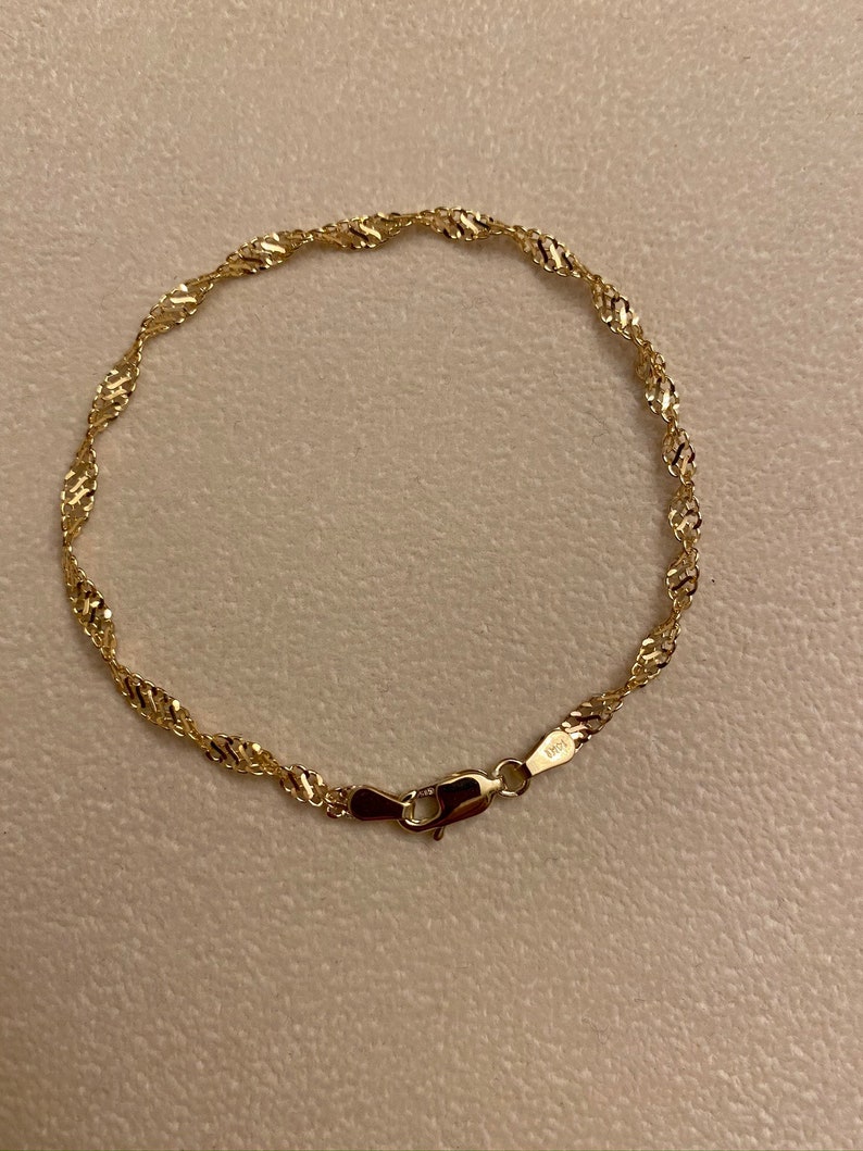 14K Solid Gold Tangled Bracelet /& Anklet perfect gift for anyone classy,trendy.