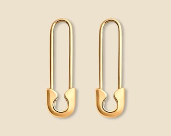 14K Echtgold Sicherheitsnadel Ohrringe | Gold Minimalist Ohrringe | Trendy Schmuck für jeden Tag | Handgefertigt von Tehrani Jewelry