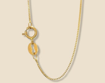 14K Gold 0.6mm Box Chain Necklace | Delicate & Lightweight Everyday Chain Necklace by Tehrani Jewelry
