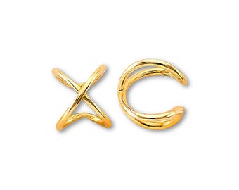 14K Gold X Ohrmanschette | Zierliche No Piercing Ohrring von Tehrani Jewelry