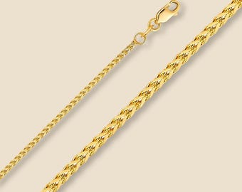 14K White or Yellow Gold Franco Chain | 1.7mm Hollow Square Necklace | Real Gold Chain for Men & Women | Multiple Lengths By Tehrani Jewelry
