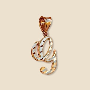 Colgante con la inicial "G" en oro macizo de 14 quilates / Delicado dije con letra / Collar con la inicial en oro auténtico / Joyería fina de Tehrani Jewelry