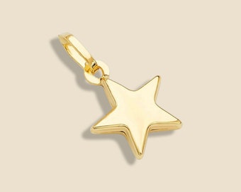 14k Real Yellow Gold Star Pendant | Birthday Gift | Lucky Necklace | Star Charm | Minimal Jewelry | Gift for Mother | Everyday Jewelry |