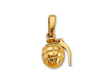 Colgante de granada de oro de 14 quilates / Mini dije militar en oro amarillo / Joya llamativa para él o para ella de Tehrani Jewelry