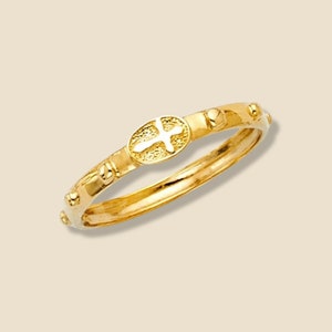 14K Yellow or White Gold 2mm Rosary Eternity Band | Religious Fine Jewelry | Minimalist Ring by Tehrani Jewelry