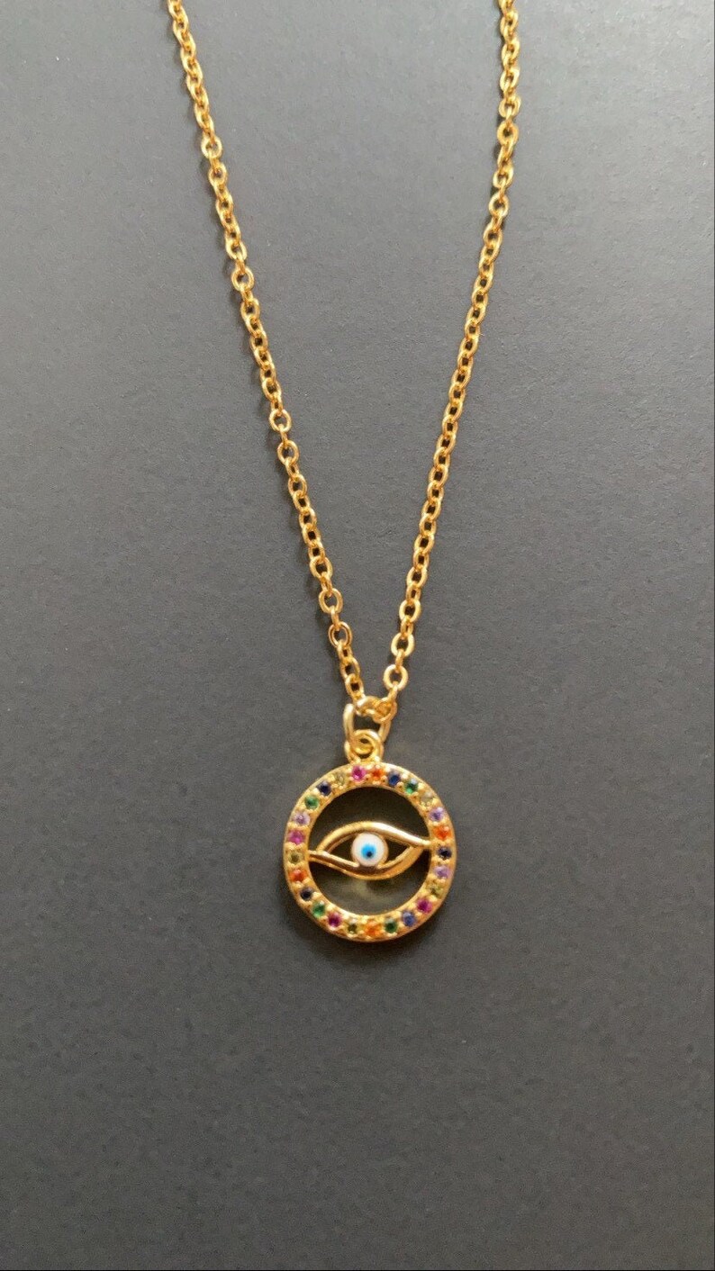 Evil Eye pendant 24K gold plated pendant with precious Etsy