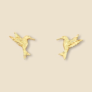 14K Solid Gold Hummingbird Stud Earrings | Real Gold Jewelry | Gift for Mother | Fine Jewelry By Tehrani Jewelry