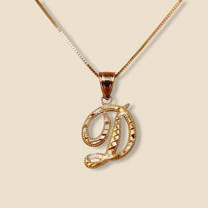 Colgante con dije de letra D en oro de 14 quilates / Colgante con letra D personalizado elegante de Tehrani Jewelry
