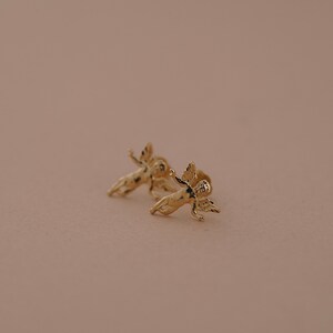14k Solid Yellow Gold Angel Stud Earrings - Push Back Butterfly Closure, Handmade In USA - View #4