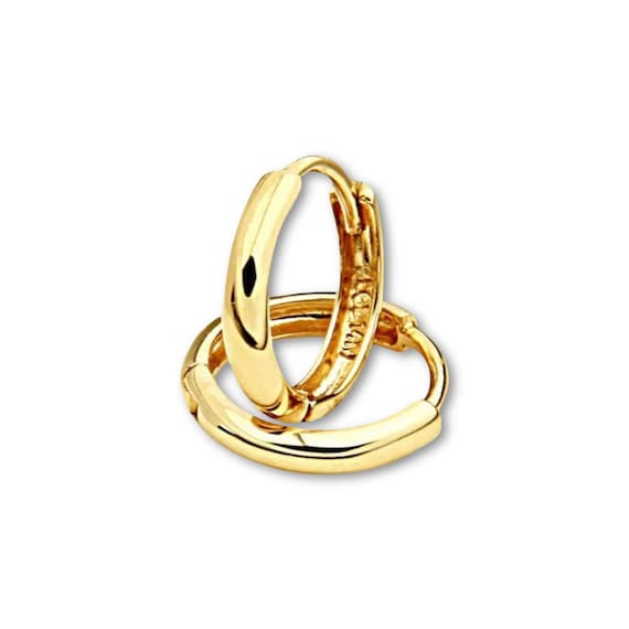 14K Gold Small Huggies Earrings | Dainty Hoop Earrings for Everyday By Tehrani Jewelry