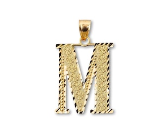 14K Gold Initial M Pendant, Personalized Jewelry Gift