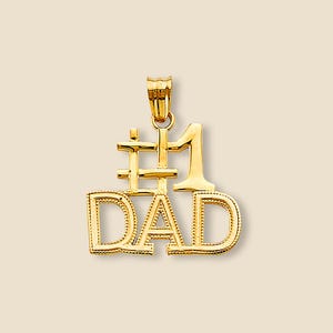 Colgante para papá n.° 1 en oro de 14 quilates / Regalo para el Día del Padre en oro amarillo macizo / Dije de 20 mm / Joyería fina de Tehrani Jewelry