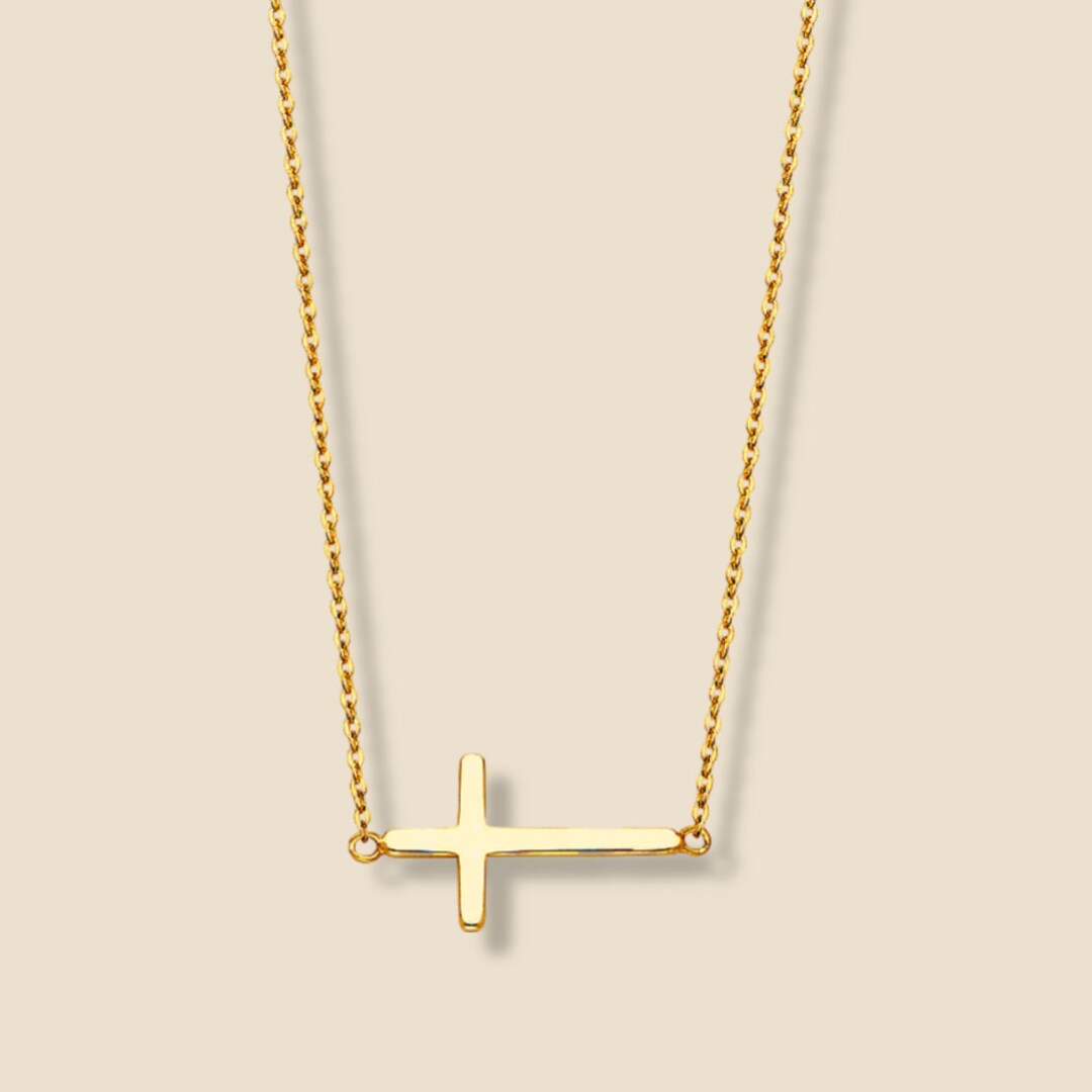 Sideways Cross Necklace Pedant Religious Gold Plated Necklaces 10PCS-N035