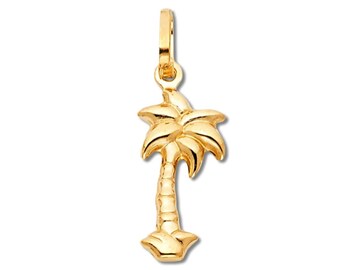 14-karaats gouden palmboomhanger, verfijnd tropisch sieraad, zomerse strandvibe