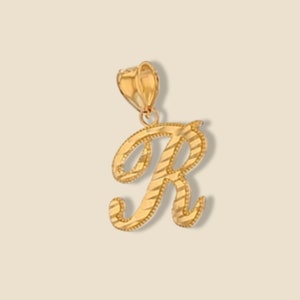 Dije inicial R de oro macizo de 14 k / Regalo de cumpleaños / Colgante con la letra R / Joyería para todos los días / Joyería atemporal / Regalo considerado /