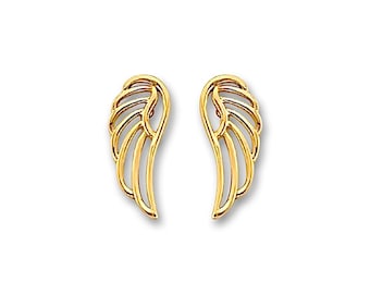 Pendientes de oro macizo de 14 quilates con forma de ala / Delicadas joyas de ángel de Tehrani Jewelry