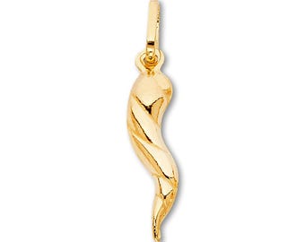 14K Gold Twisted Cornicello Italian Horn Charm | Symbol of Protection & Good Luck | Fine Jewelry by Tehrani Jewelry