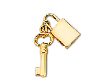 14K Gold Lock & Key Pendant | Symbolic Yellow Gold Love Charm By Tehrani Jewelry