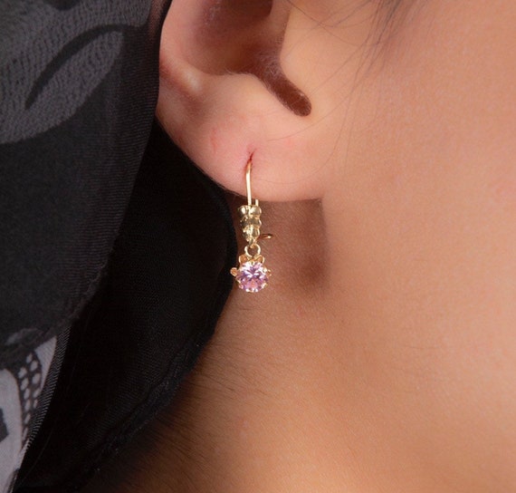 14K リアルゴールド CZ イヤリング & リングセット | 誕生日プレゼント 
