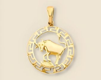 Colgante de Tauro en oro de 14 quilates / Joyas del signo del zodiaco / Colgante de Tauro de Tehrani Jewelry