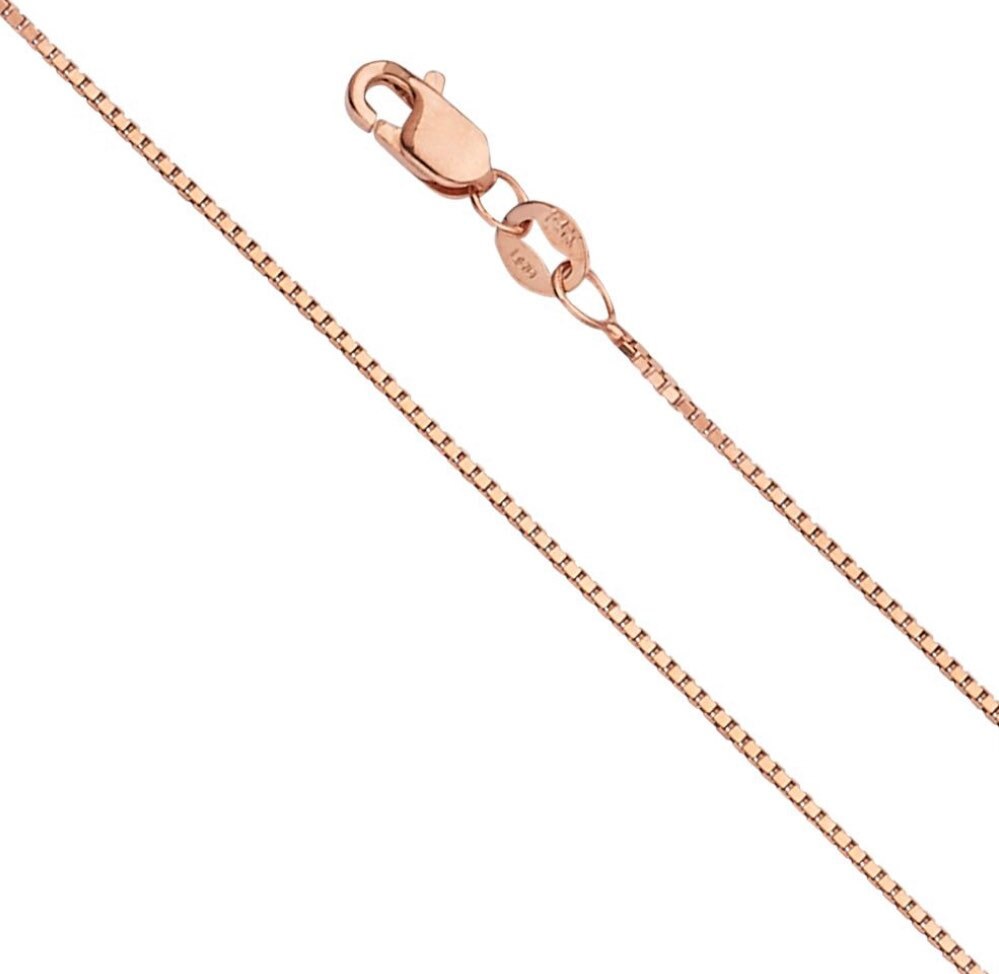 1mm 14k Rose Gold Octagonal Box Chain Necklace The Black, 50% OFF
