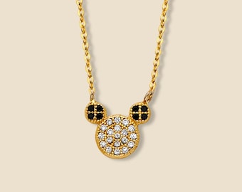 14K Gold Mouse Necklace | Dainty Animal Pendant | Adjustable 17"+1" Chain | Fine Jewelry By Tehrani Jewelry