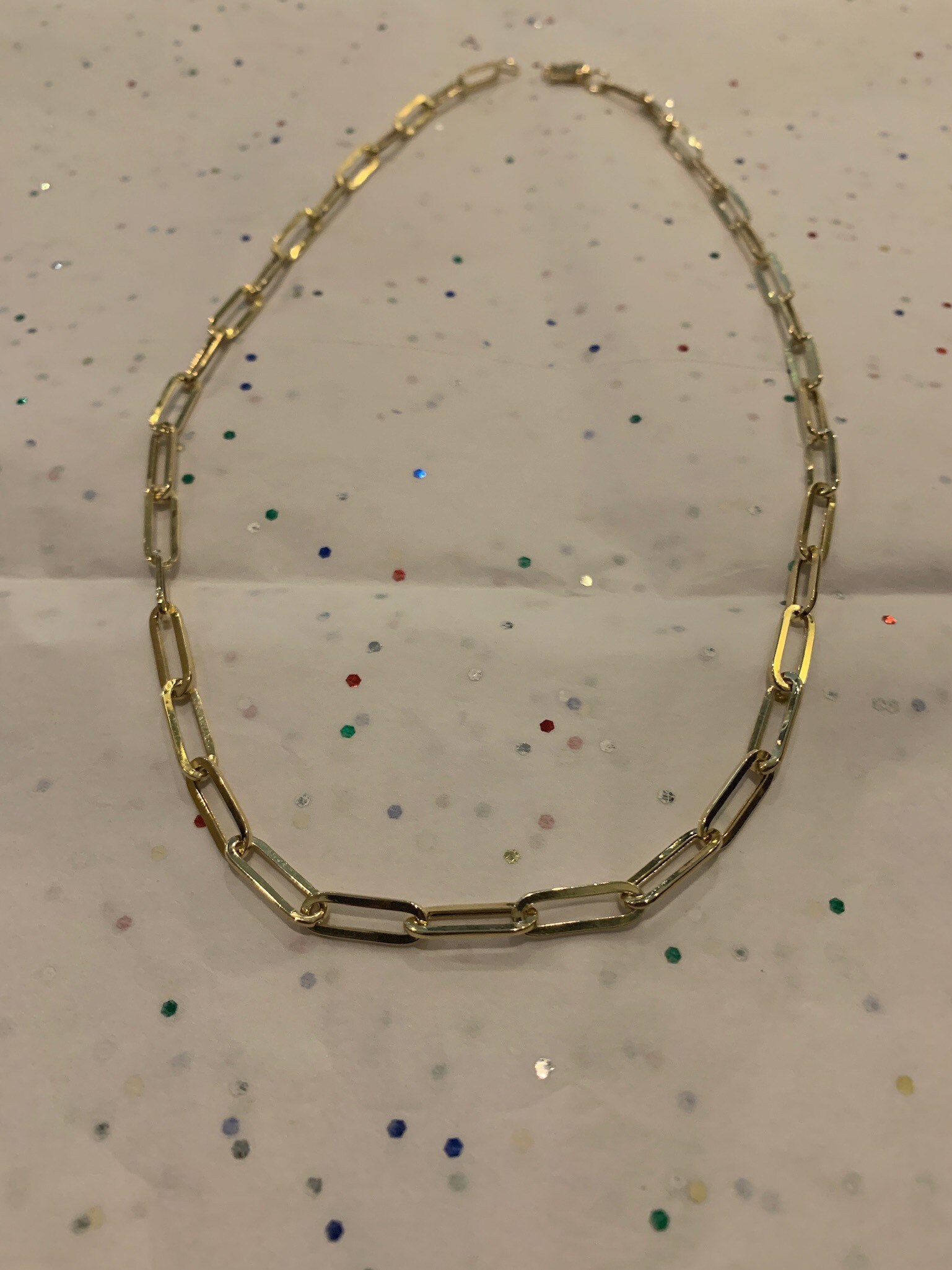 14k gold paper clip necklace 2 sizes 16 or 18 Birthday Etsy