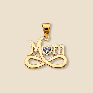 Colgante de oro de 14 quilates para mamá / Elegante joya para el Día de la Madre / Dije de oro fino / Oro amarillo auténtico de 14 quilates de Tehrani Jewelry