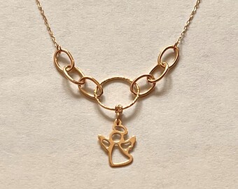 Collana angelo in oro massiccio 14k - Un regalo senza tempo e significativo / collana d'oro reale minima / collana d'oro solido streetwear /