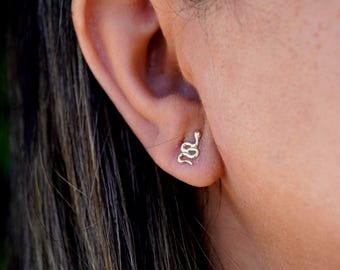 14k Solid Gold Schlange Ohrringe | Alltag Schmuck | Durchdachtes Geschenk | Geburtstagsgeschenk |