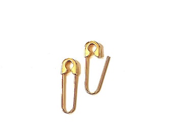 14k Real Gold Safety Pin earrings | Solid Gold Safety Pin Earrings | Minimal Jewelry | Trendy Jewelry | Real Gold |
